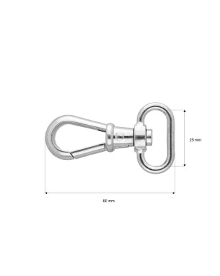 KARABINERHAKEN 25 MM  CYPRIAN NICKEL 1   ST.