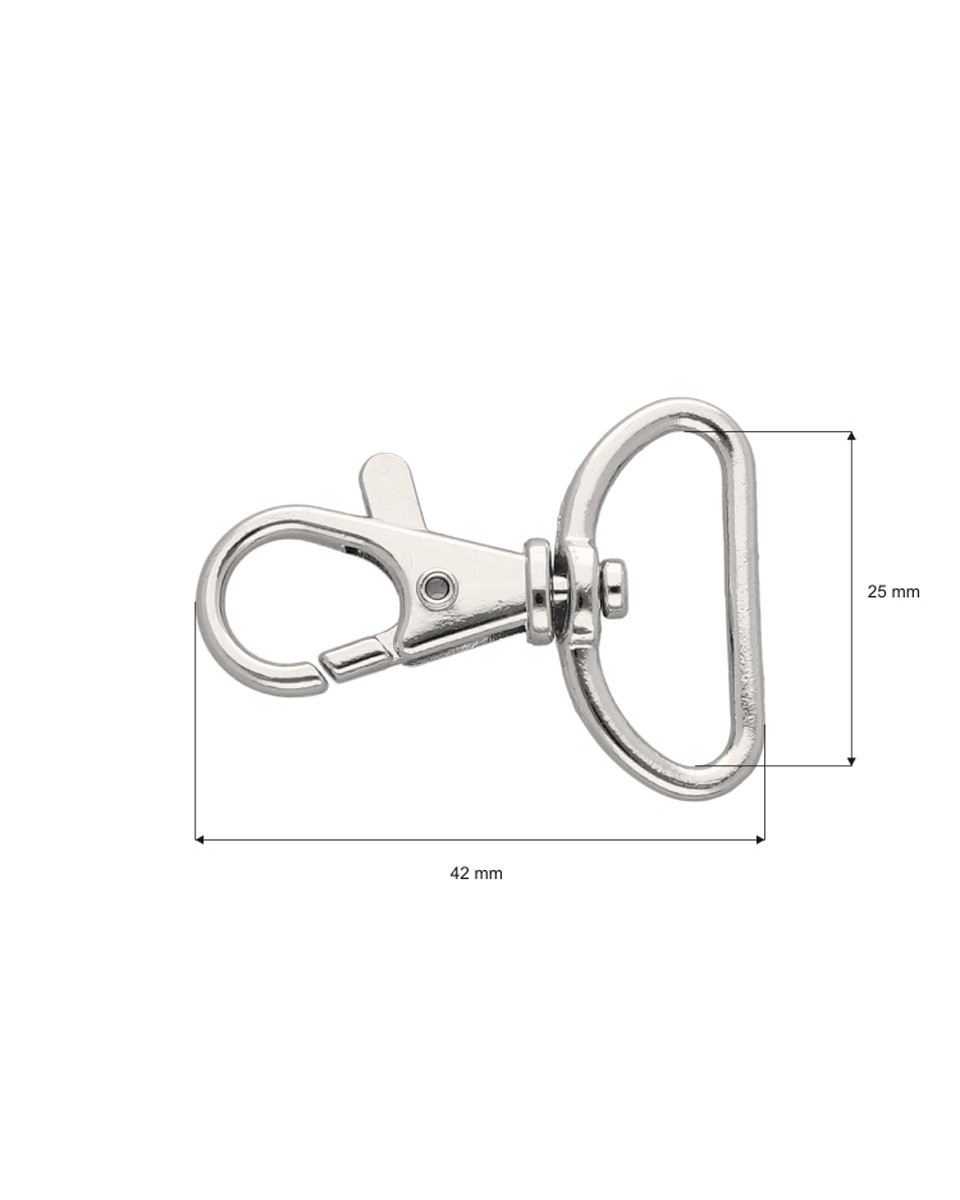Karabińczyk metalowy 25 mm rybka 6,0g nikiel