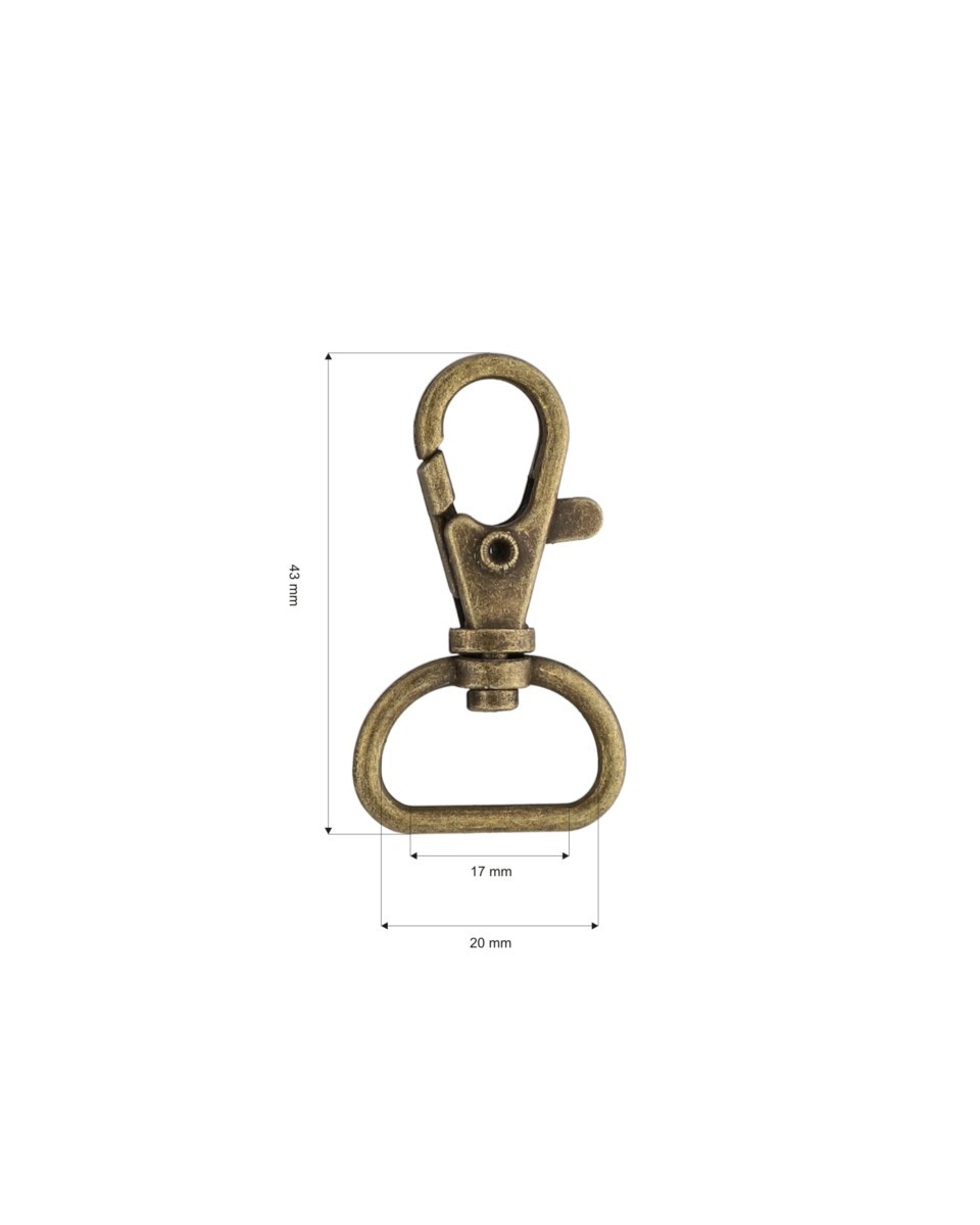 Karabińczyk metalowy 20 mm 0014 6 g stare złoto