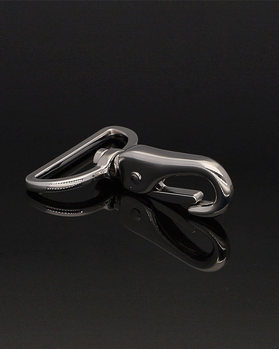 EXTRA SHINING METAL SNAP HOOK 38 MM ALEKSANDER  GLOSSY NICKEL 1 PCS