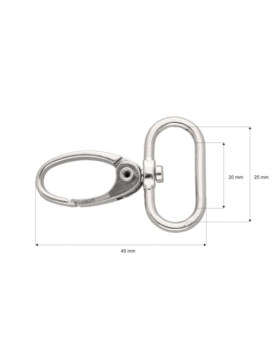 METAL SNAP HOOK RF-850   25 MM NICKEL 100  PCS