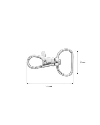 KARABINERHAKEN 20 MM NICKEL 500 ST.