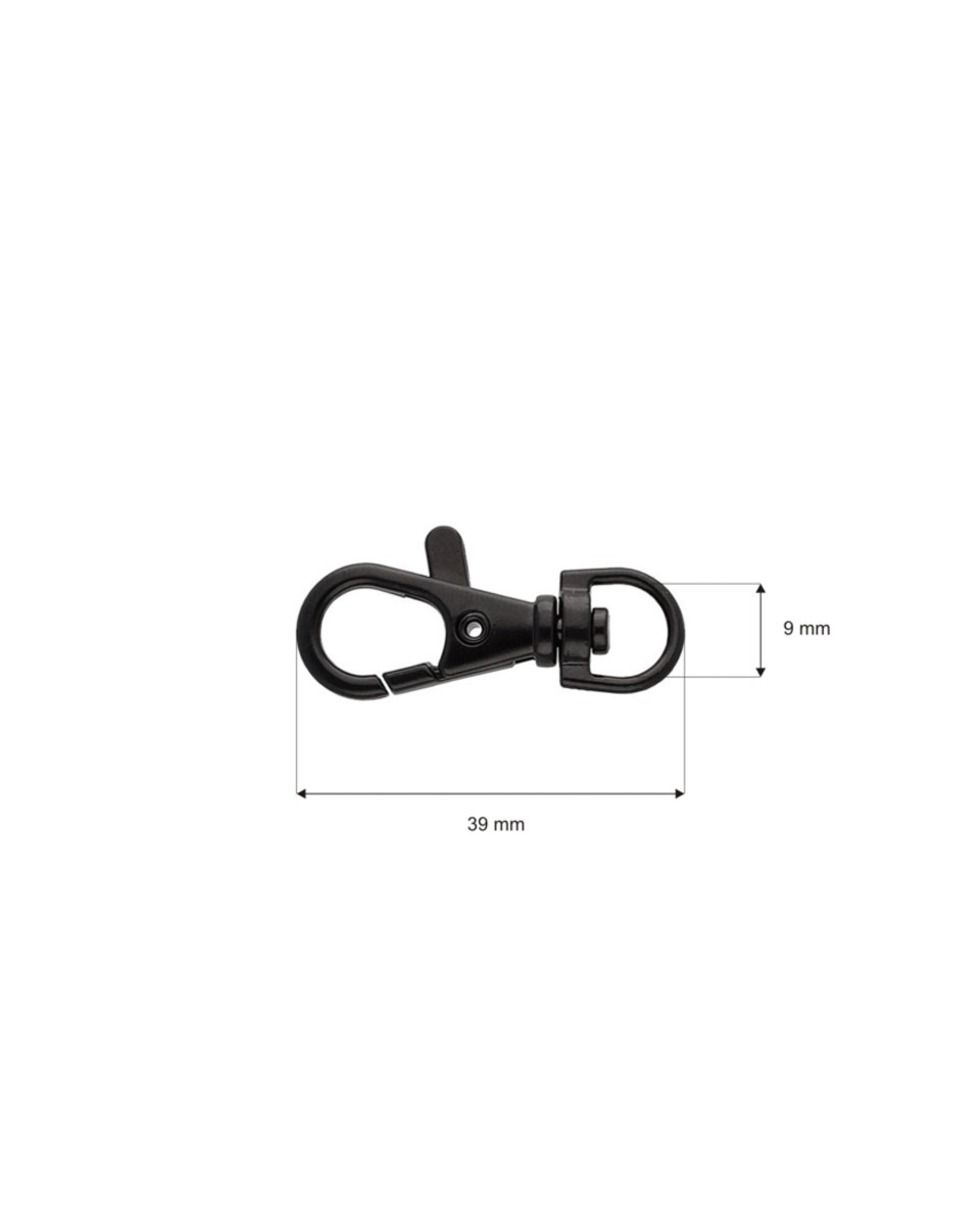 METAL  SNAP HOOK&nbsp9 MM BLACK MATT 100 PCS