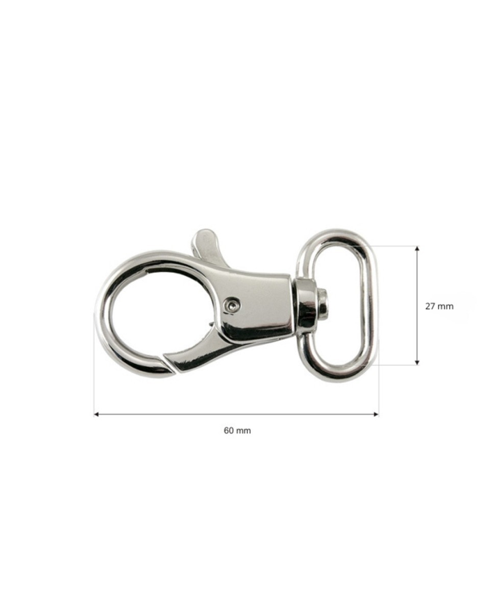 EXTRA SHINING METAL  SNAP  HOOK CTG 27 MM GLOSSY NICKEL 1 PCS