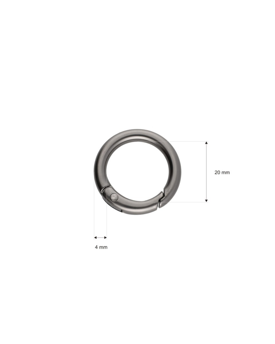 METAL   RING 20/4 MM CARABINER BLACK NICKEL WIRE