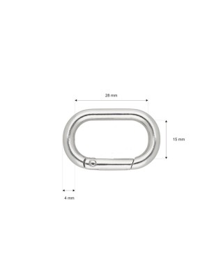 METAL RING (OVAL) 28,5/15/4,7 MM CARABINER NICKEL   WIRE