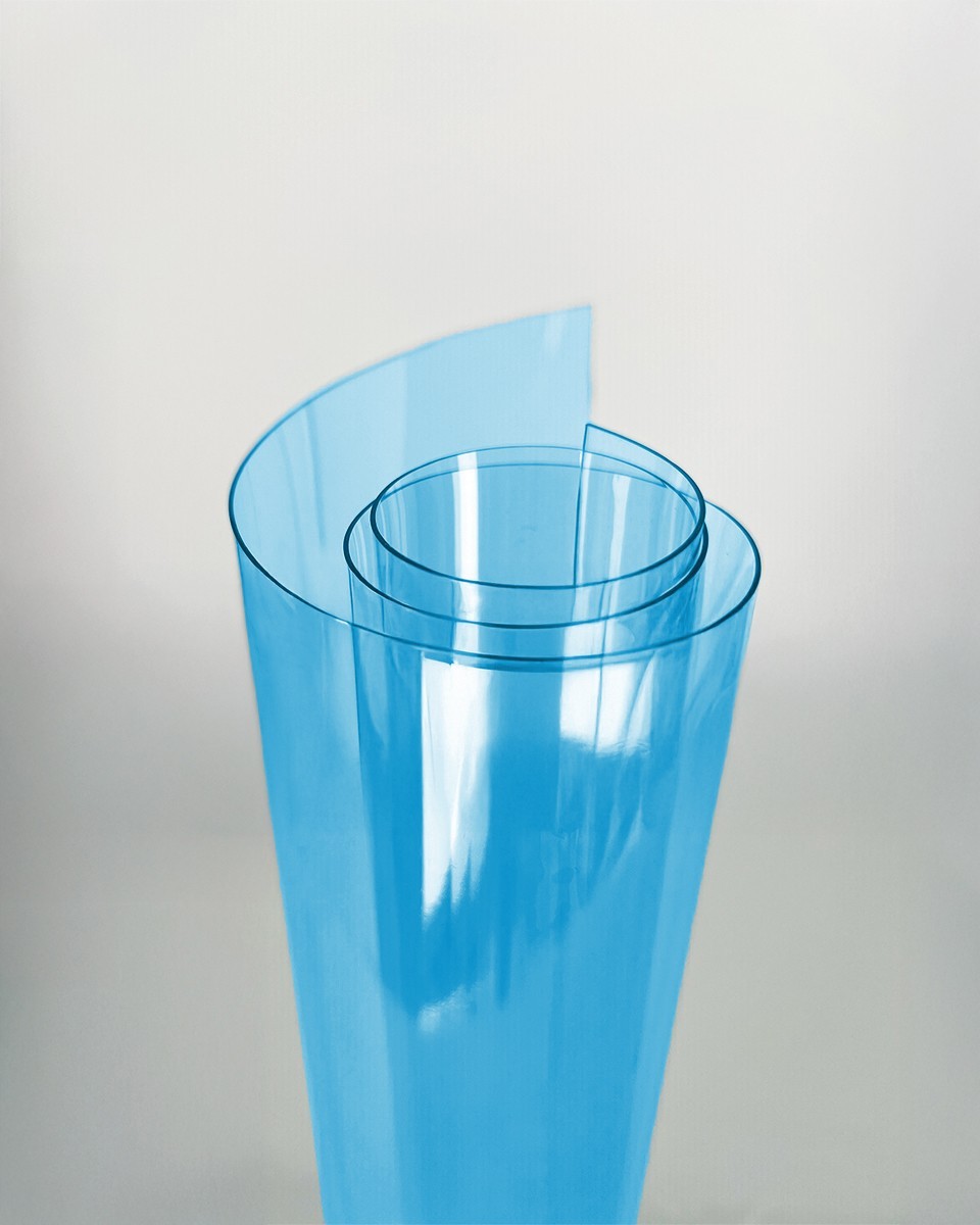 Folia PCV techniczna przezroczysta niebieska 0,50 mm