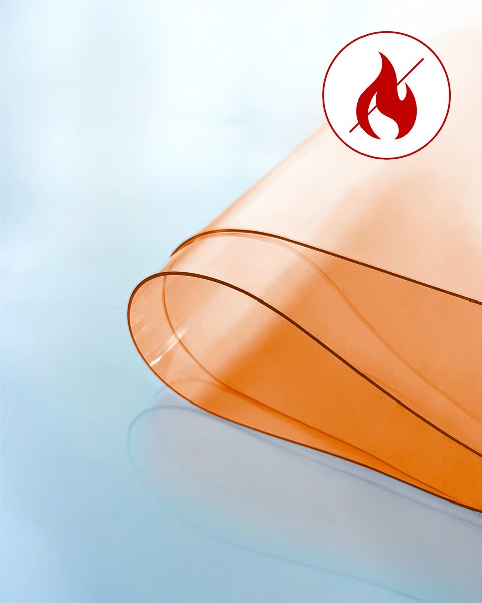 Technická průhledná oranžová PVC fólie 0,50 mm