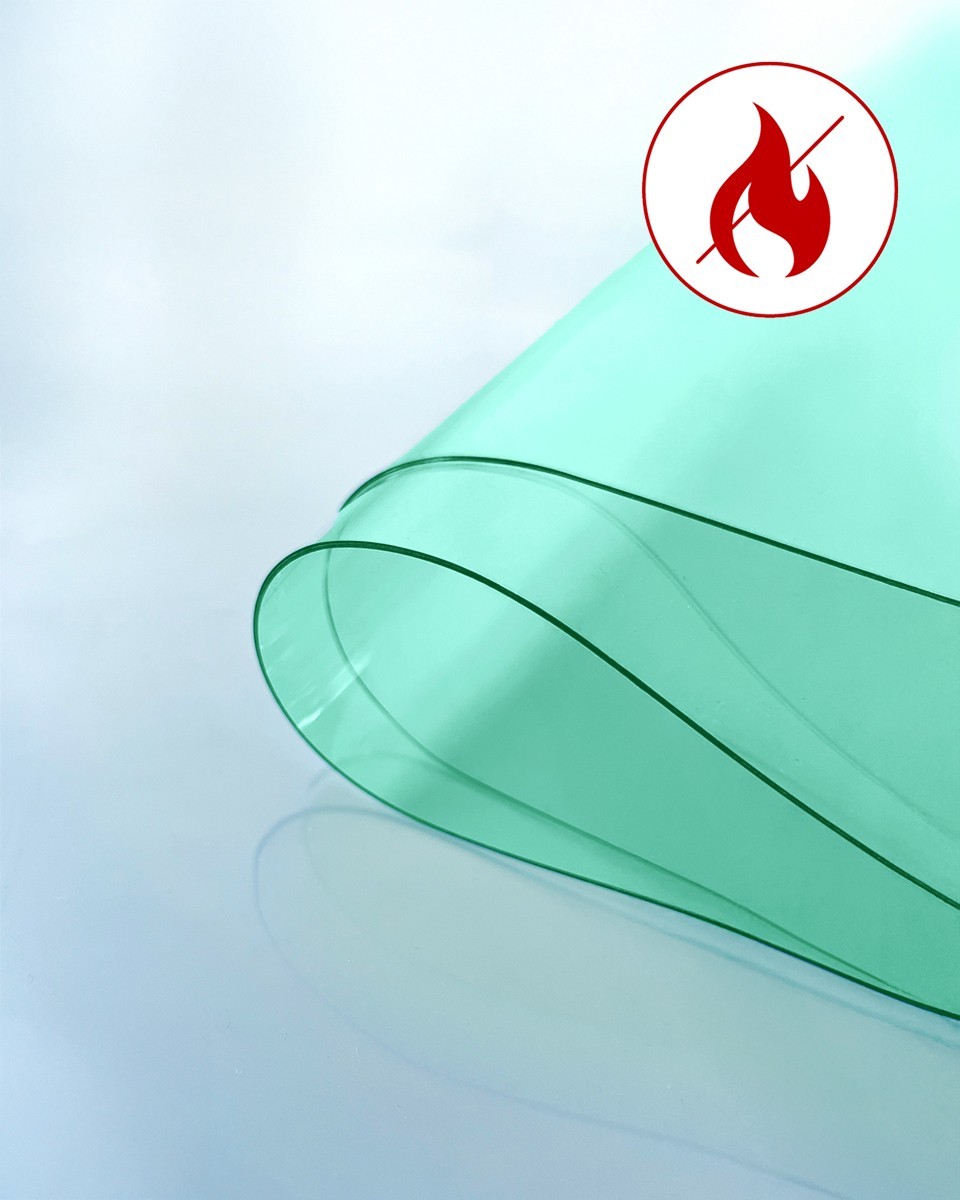 Technická průhledná zelená PVC fólie 0,50 mm