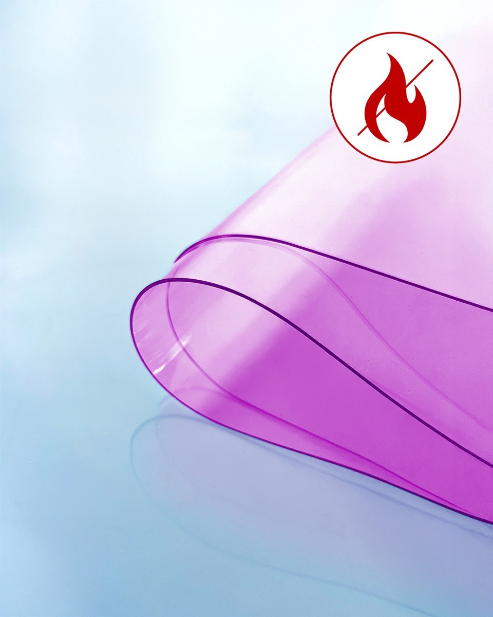 Technical transparent pink PVC film 0.50 mm