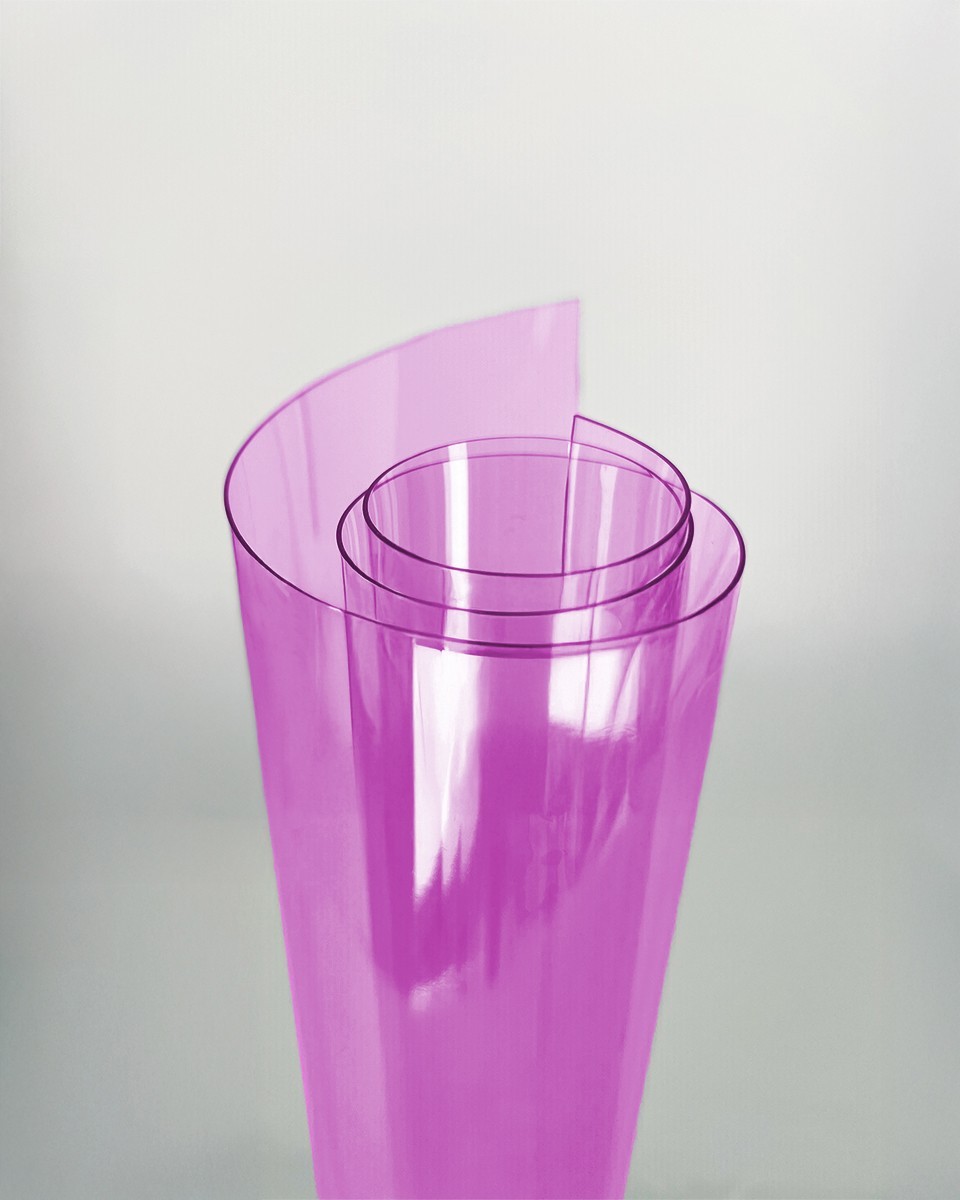 Technical transparent pink PVC film 0.50 mm