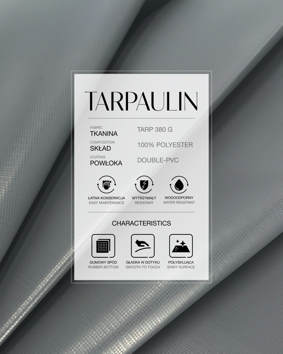 Plandeka poliestrowa Tarpaulin  380 g/m2 Reach (134) szara
