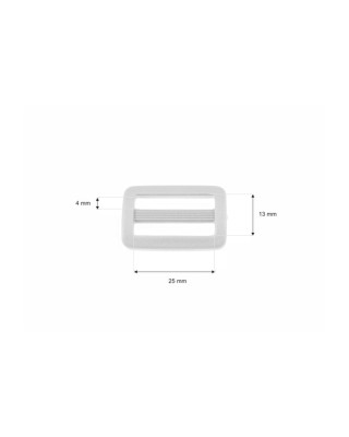 Plastic slide buckle 25/13 mm Ignacy white 100 pcs
