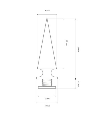 METALL  KEGELSPITZEN SCREWBACK KNÖPFE 10/29 MM  NICKEL