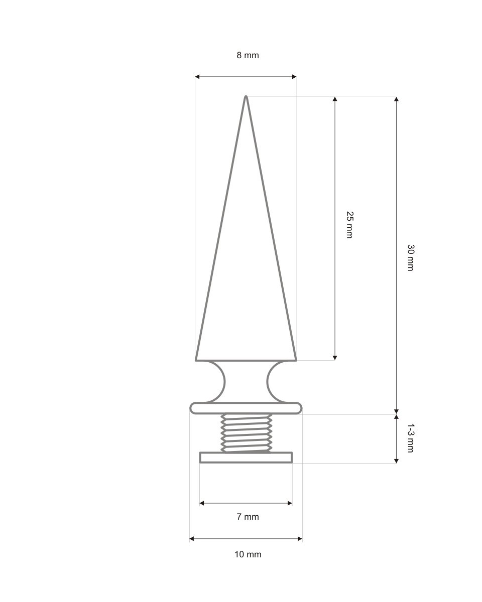 METAL CONE SPIKES SCREWBACK STUDS 10/29  MM   NICKEL