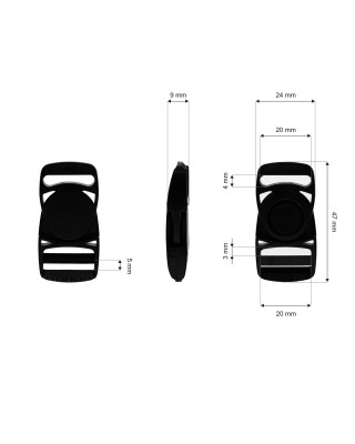 Plastic buckle Samuel&nbsp20 mm black 100  pcs