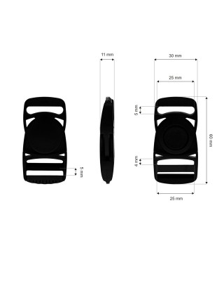 Klamra plastikowa obrotowa Samuel 25 mm czarna