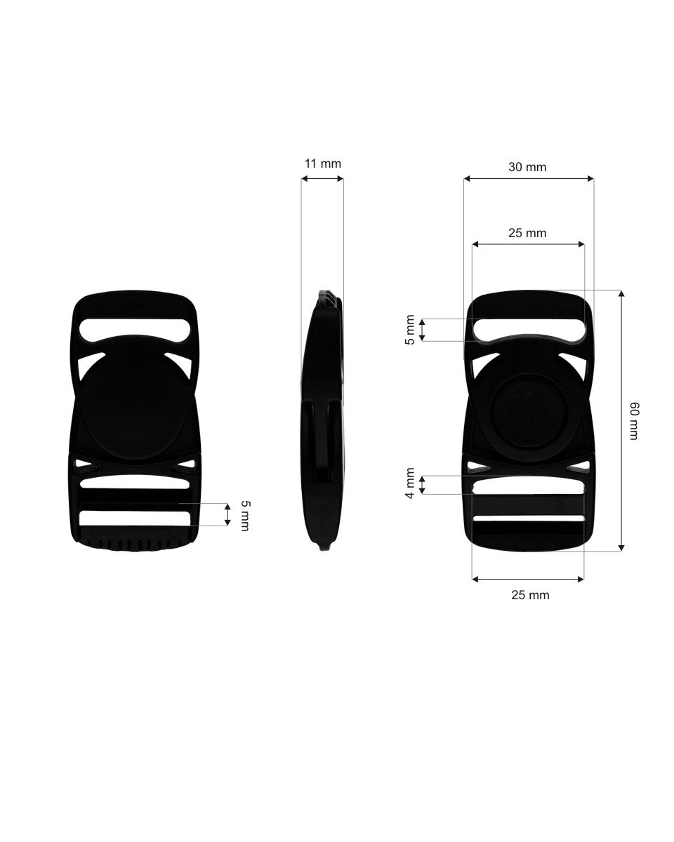 Klamra plastikowa obrotowa Samuel 25 mm czarna