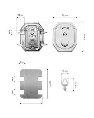 Briefcase lock   37/47 mm 016&nbspglossy nickel&nbsp12 pcs