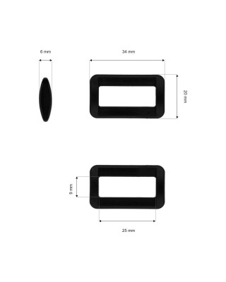 Plastic frame KAM 25 mm eliza black  100 pcs