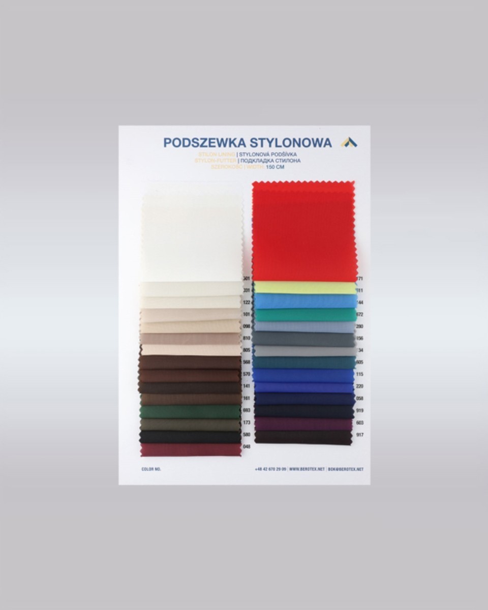 Colour catalogue for stylon polyester linings