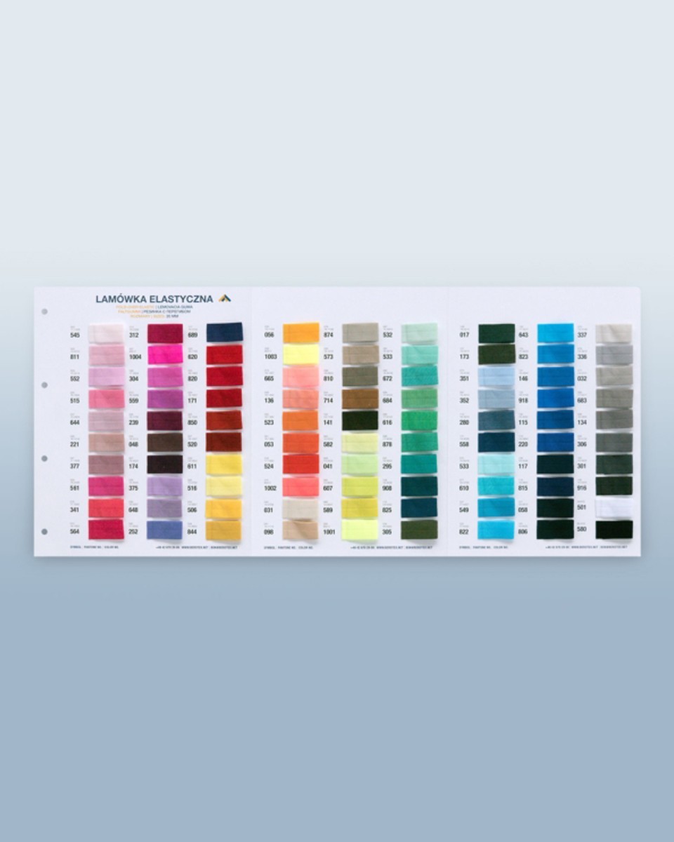 Colour catalogue for elastic bands
