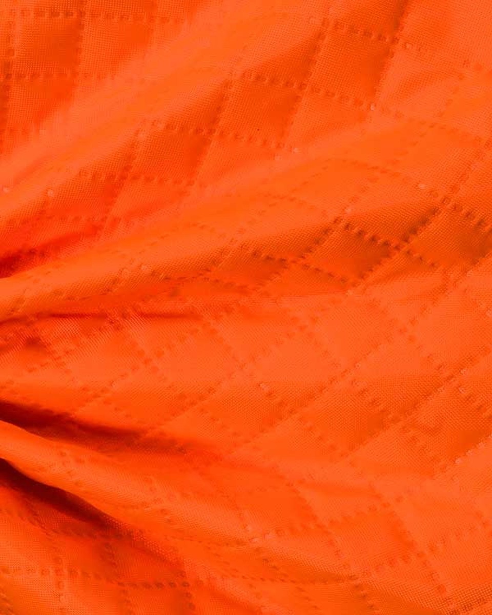 QUILTED POLYESTER FABRIC   420D PU KARO COVERED  ORANGE NEON 1002 150 CM&nbsp25 MB