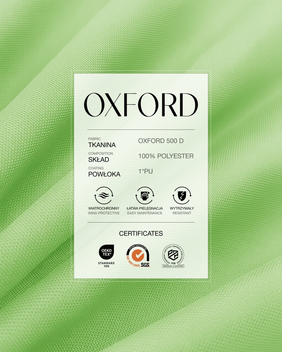 Tkanina poliestrowa Oxford 500D PU (040) jasnozielona Tkanina poliestrowa Oxford 500D PU (040) jasnozielona
