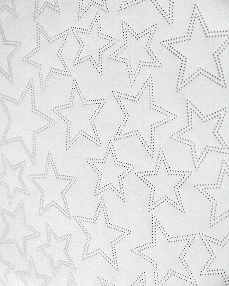IMITATION QUILTED LEATHER STARS WHITE 140 CM 1 MB