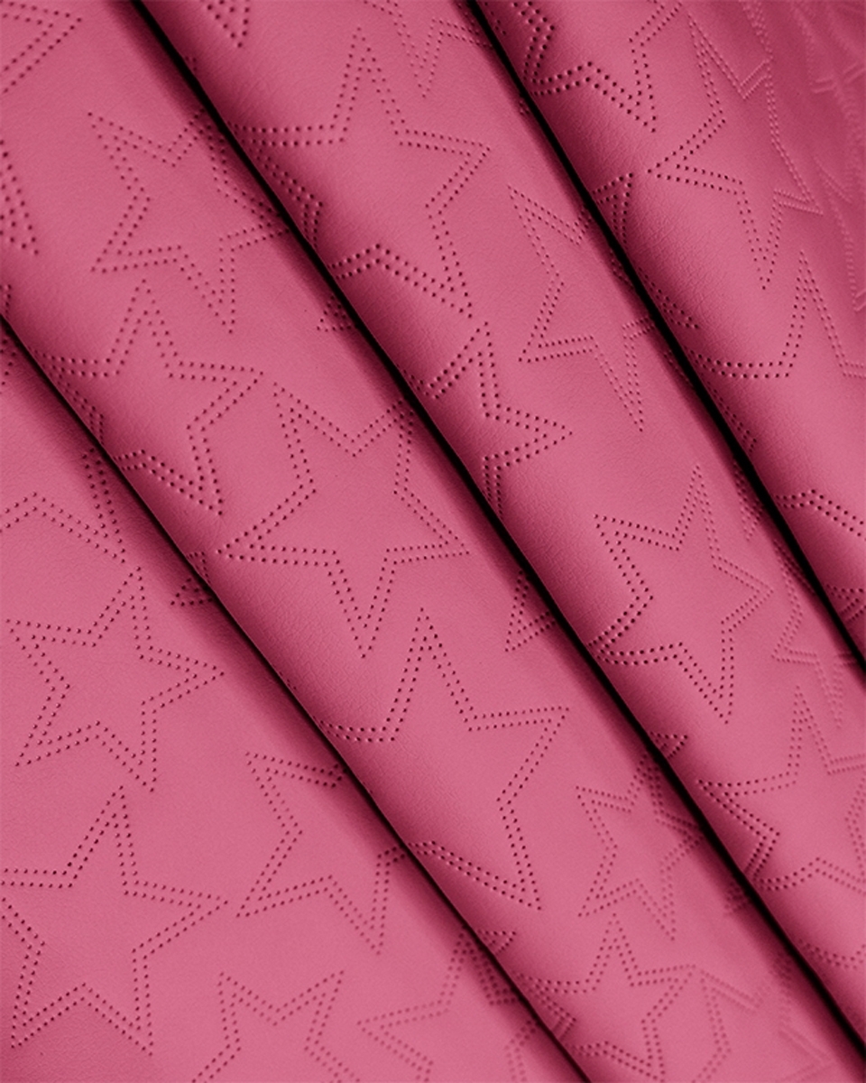 IMITATION QUILTED LEATHER STARS DARK PINK 140 CM 1 MB