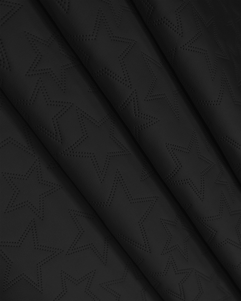 GESTEPPT KUNSTLEDER STERNE SCHWARZ 140 CM 1 LM