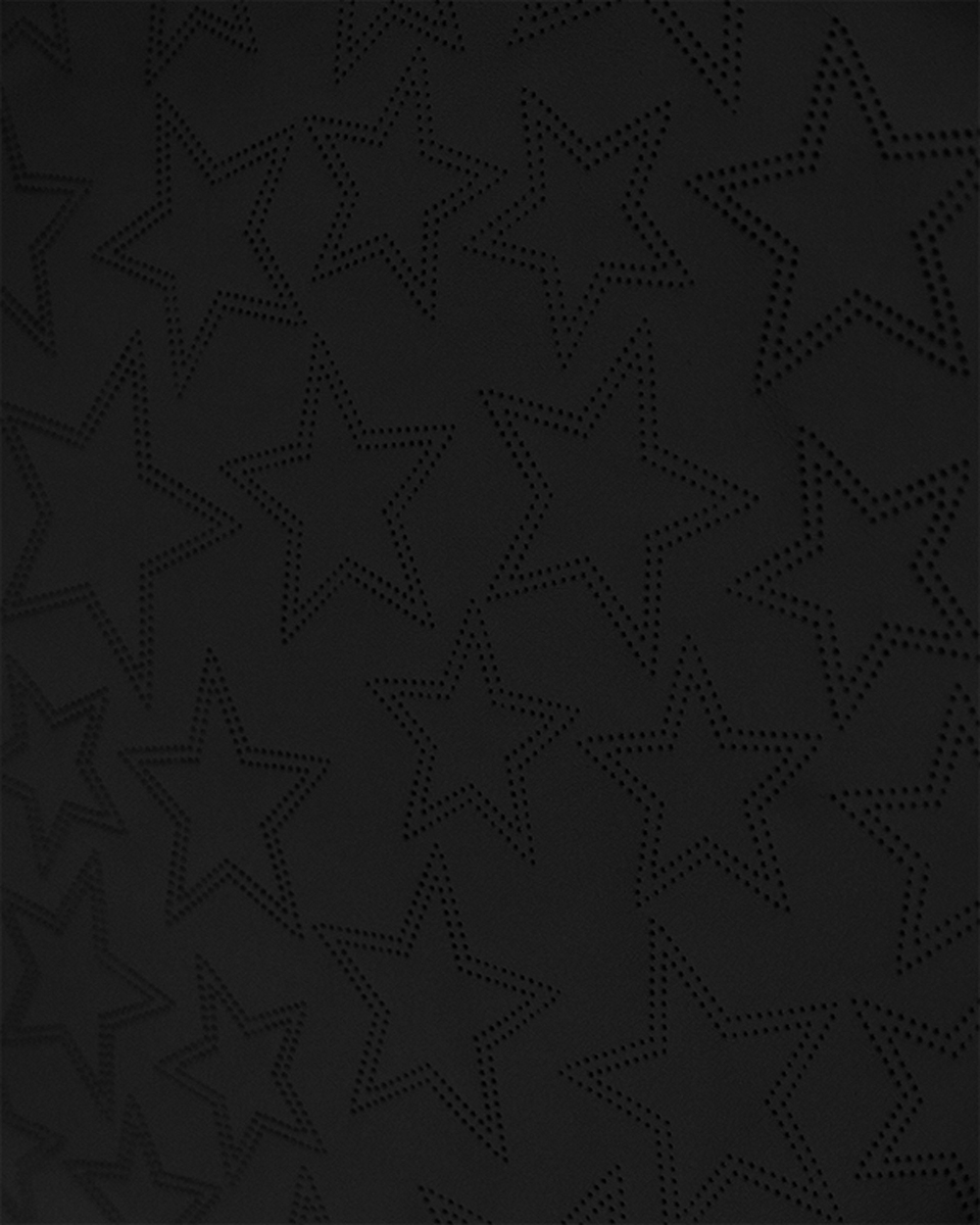 GESTEPPT KUNSTLEDER STERNE SCHWARZ 140 CM 1 LM