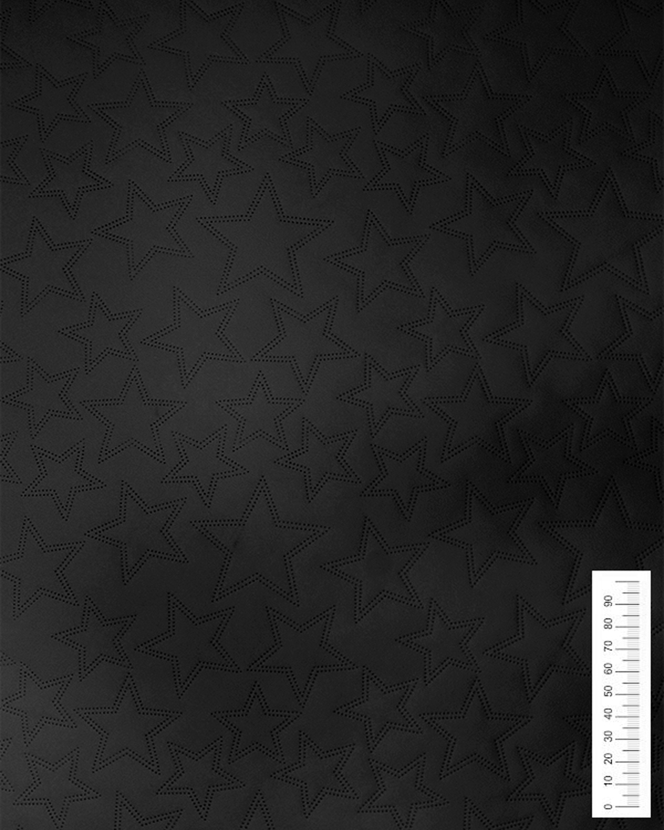 GESTEPPT KUNSTLEDER STERNE SCHWARZ 140 CM 1 LM