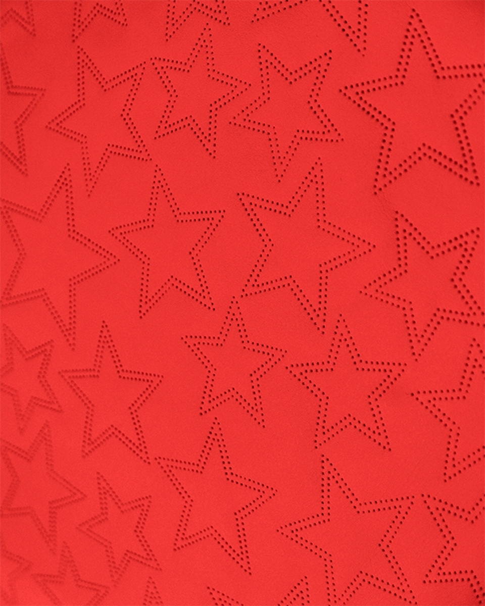 IMITATION QUILTED LEATHER STARS RED 140 CM 1 MB