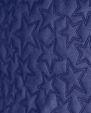 IMITATION QUILTED LEATHER STARS METALLIC NAVY BLUE 140 CM 1 MB