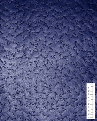 GESTEPPT KUNSTLEDER STERNE METALIC-MARINEBLAU 140 CM 1 LM