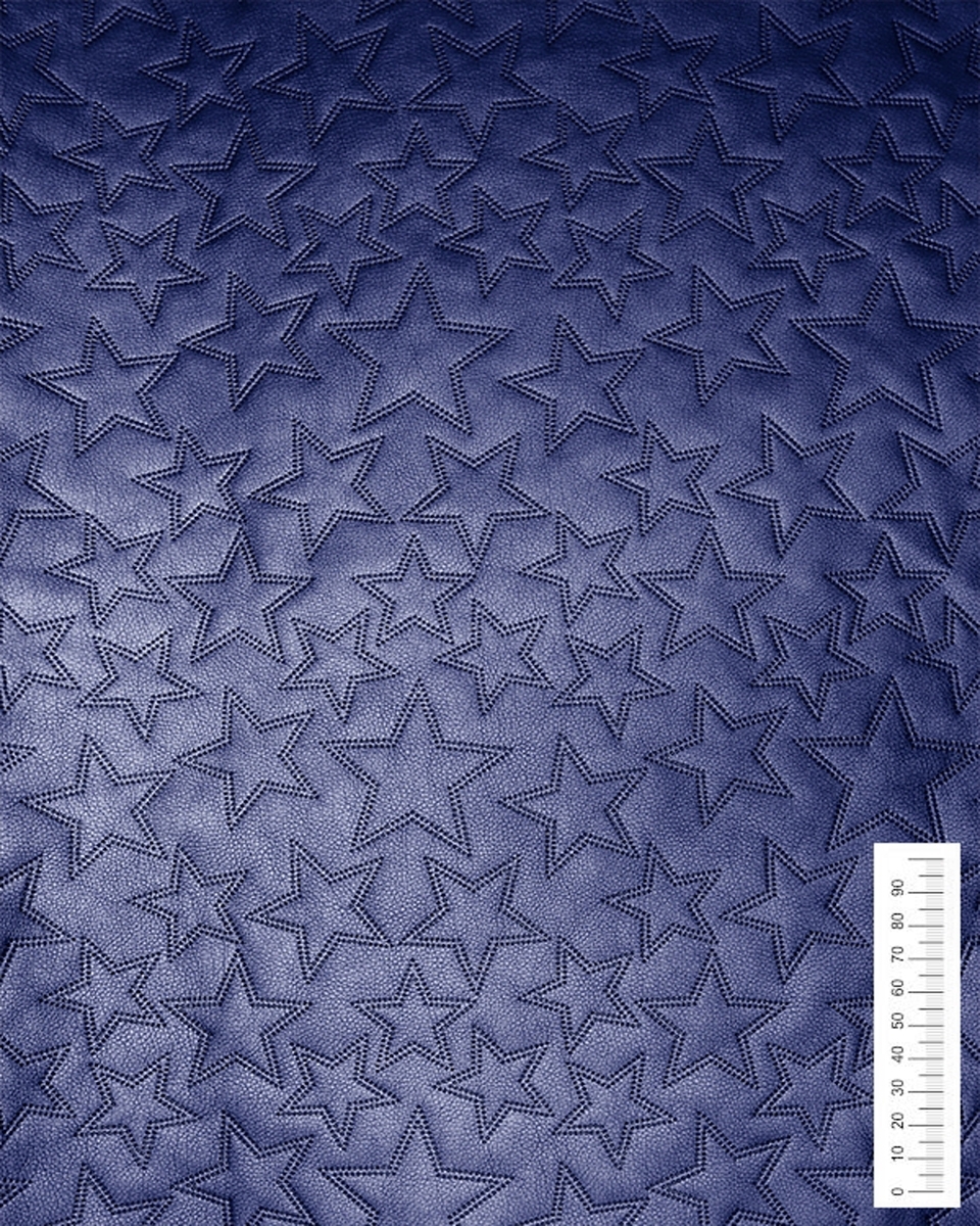 GESTEPPT KUNSTLEDER STERNE METALIC-MARINEBLAU 140 CM 1 LM