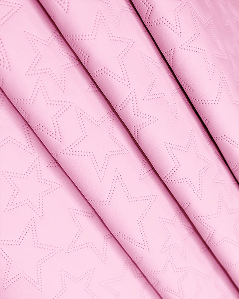 IMITATION QUILTED LEATHER STARS LIGHT PINK 140 CM 1 MB