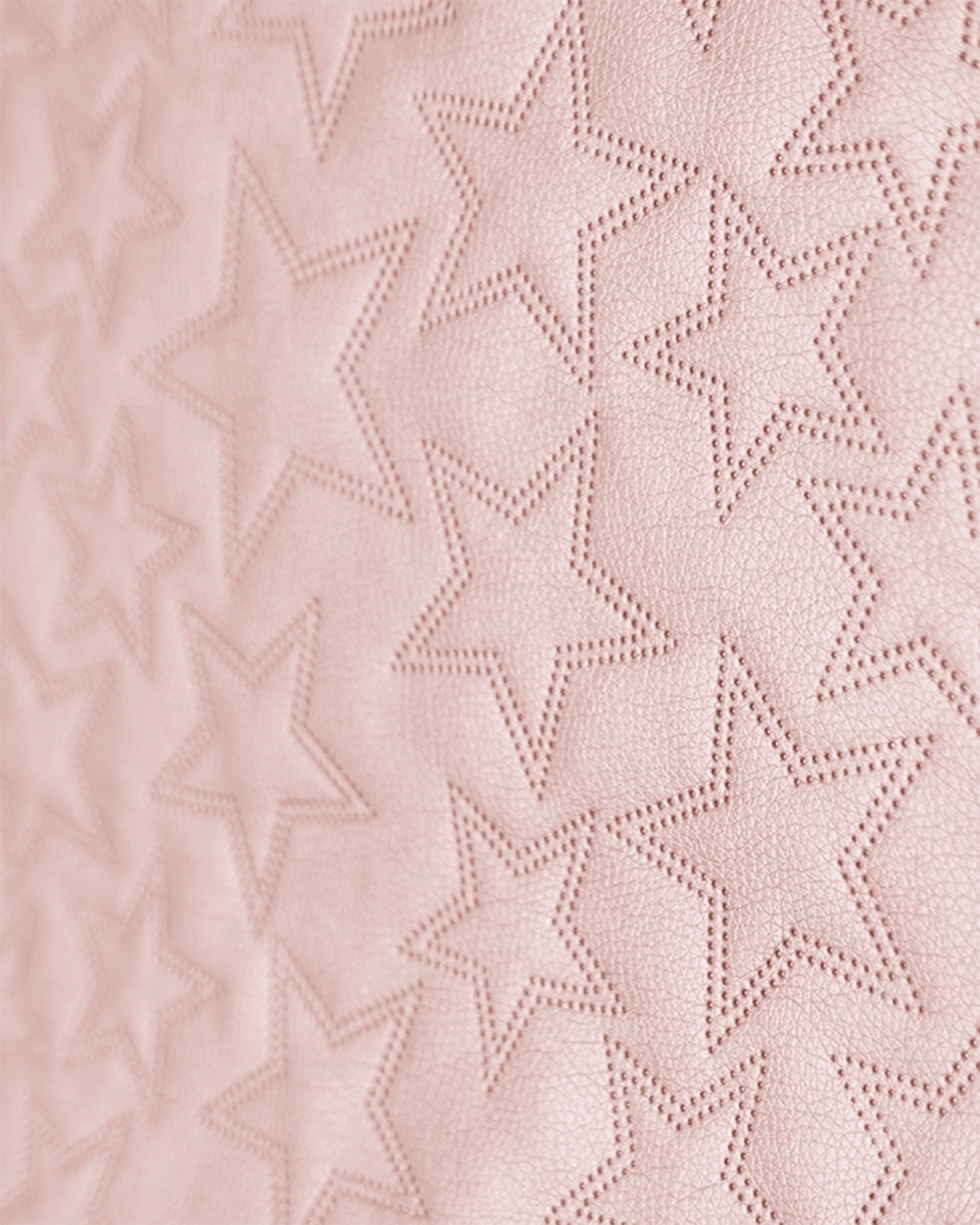 UMĚLÁ KŮŽE PROŠÍVANÝ HVĚZDY PEARL PINK 140 CM 1 M