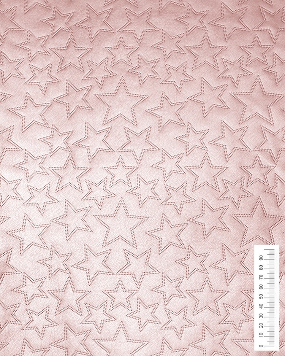 UMĚLÁ KŮŽE PROŠÍVANÝ HVĚZDY PEARL PINK 140 CM 1 M