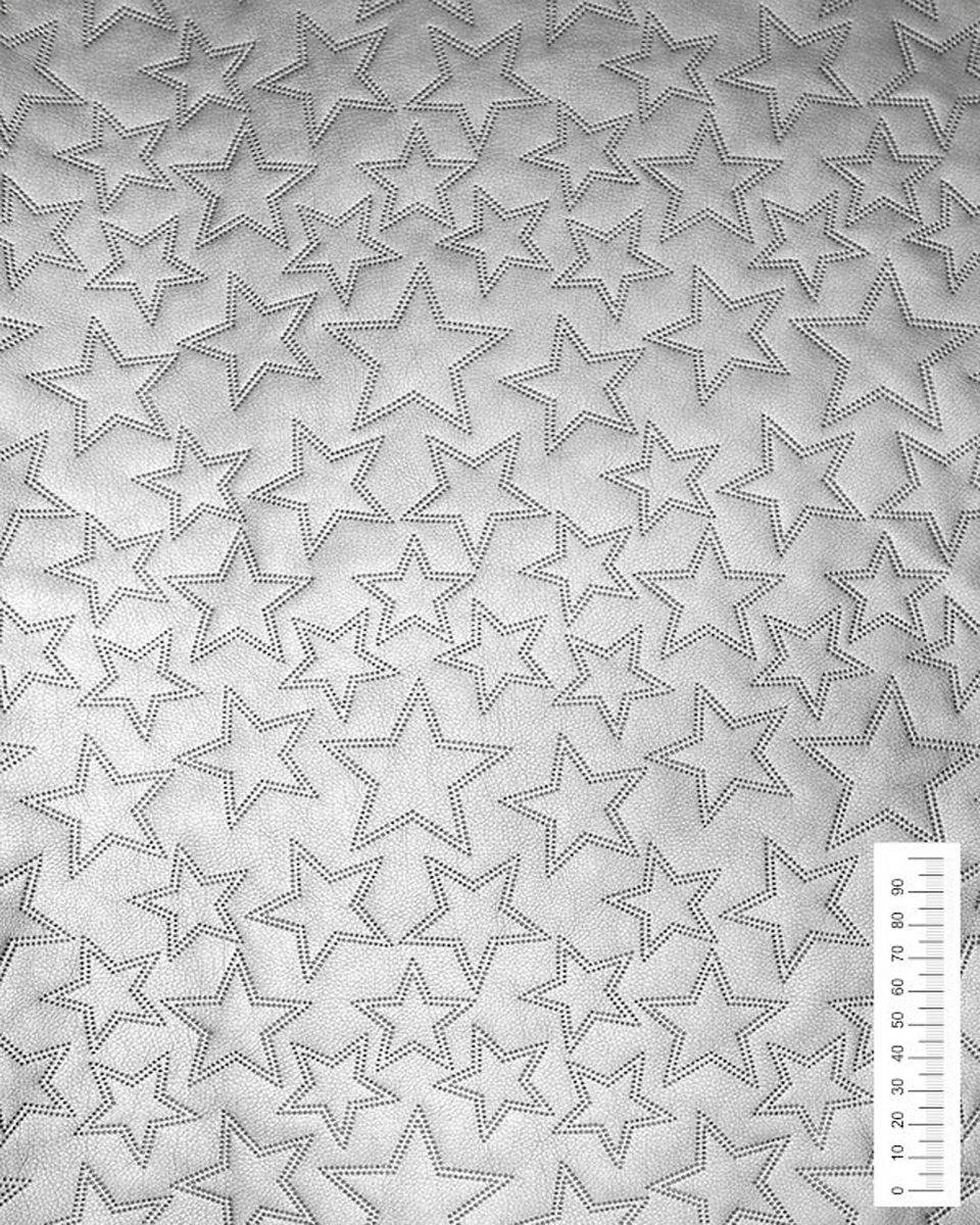 GESTEPPT KUNSTLEDER STERNE SILBER 140 CM 1 LM