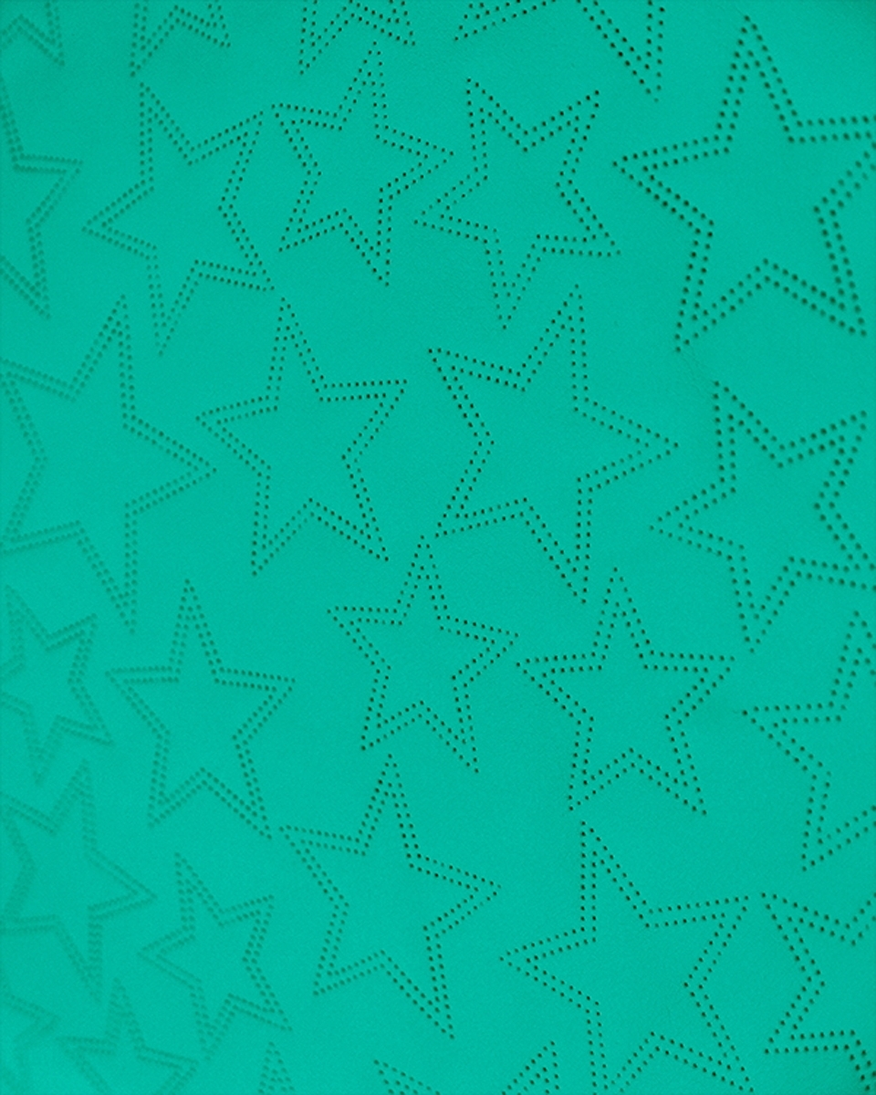 IMITATION QUILTED LEATHER STARS TURQUOISE 140 CM 1 MB