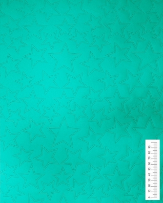 GESTEPPT KUNSTLEDER STERNE TÜRKIS 140 CM 1 LM