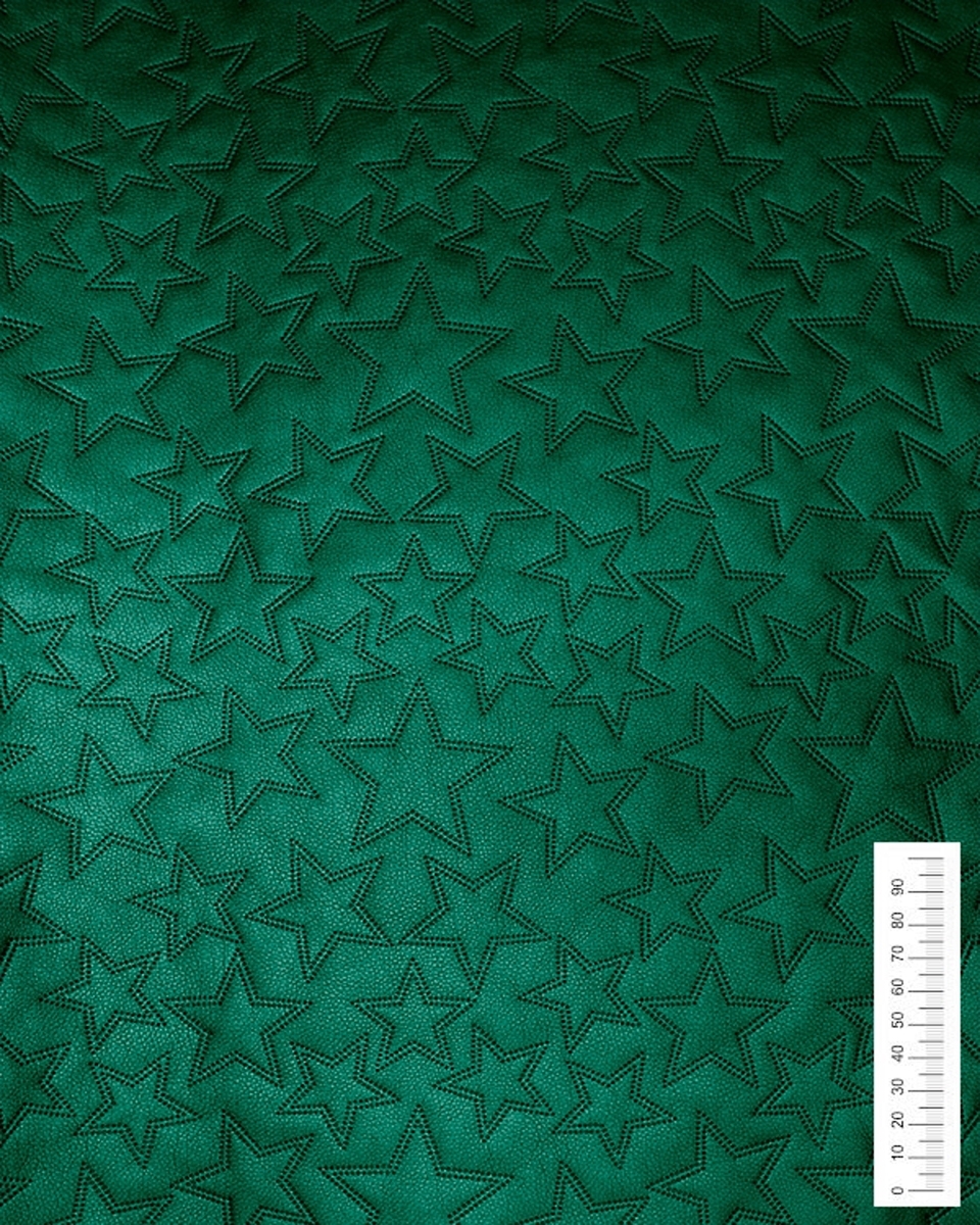 GESTEPPT KUNSTLEDER STERNE METALLIC-GRÜN 140 CM 1 LM