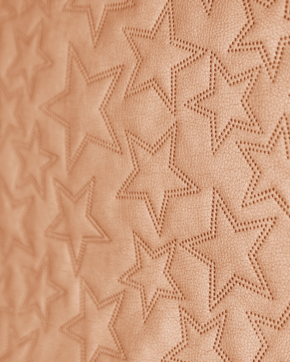 IMITATION QUILTED LEATHER STARS GOLD 140 CM 1 MB