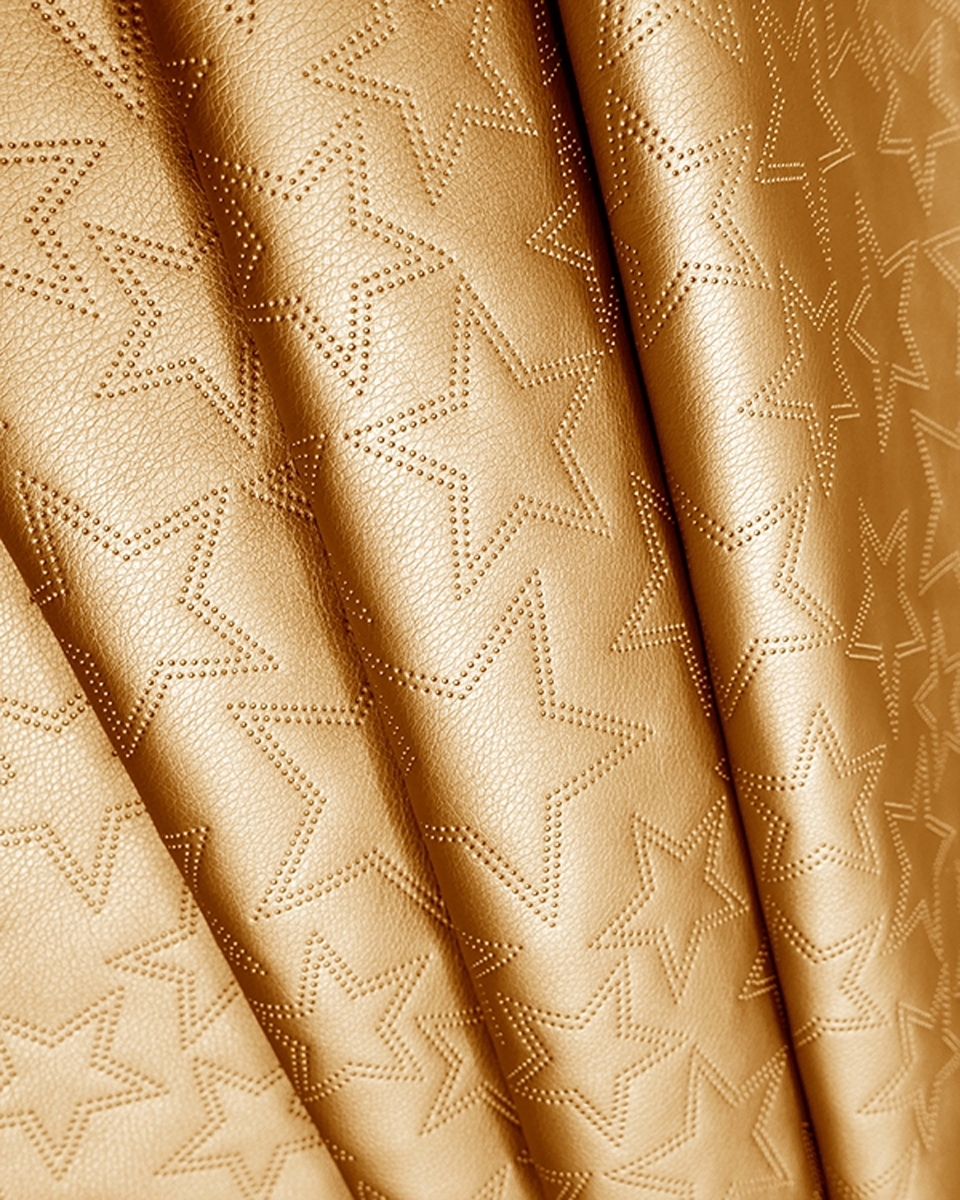 IMITATION QUILTED LEATHER STARS YELLOW GOLD 140 CM 1 MB