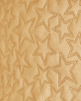 IMITATION QUILTED LEATHER STARS YELLOW GOLD 140 CM 1 MB