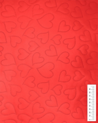 IMITATION QUILTED LEATHER HEARTS RED 140 CM 1 MB