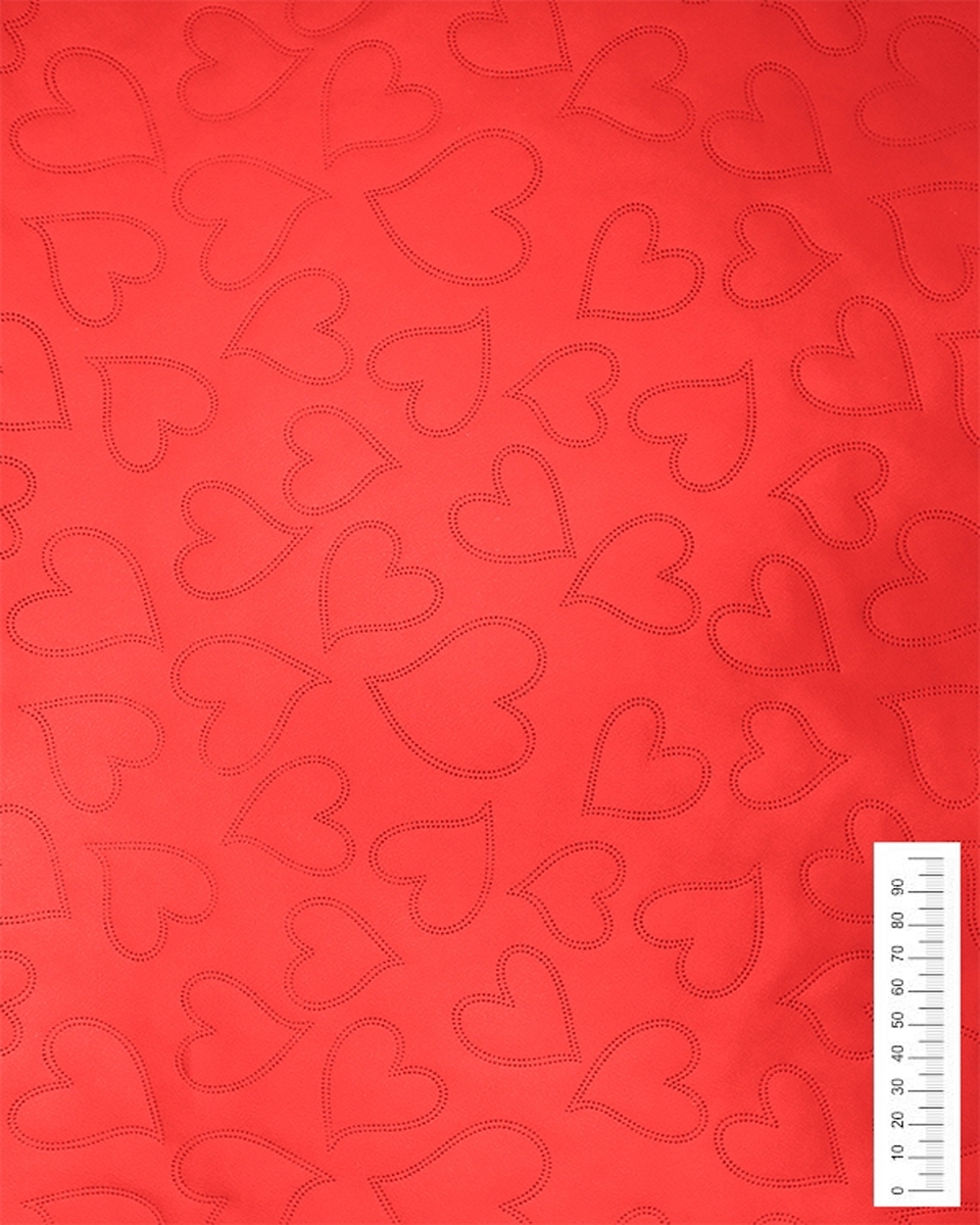 IMITATION QUILTED LEATHER HEARTS RED 140 CM 1 MB